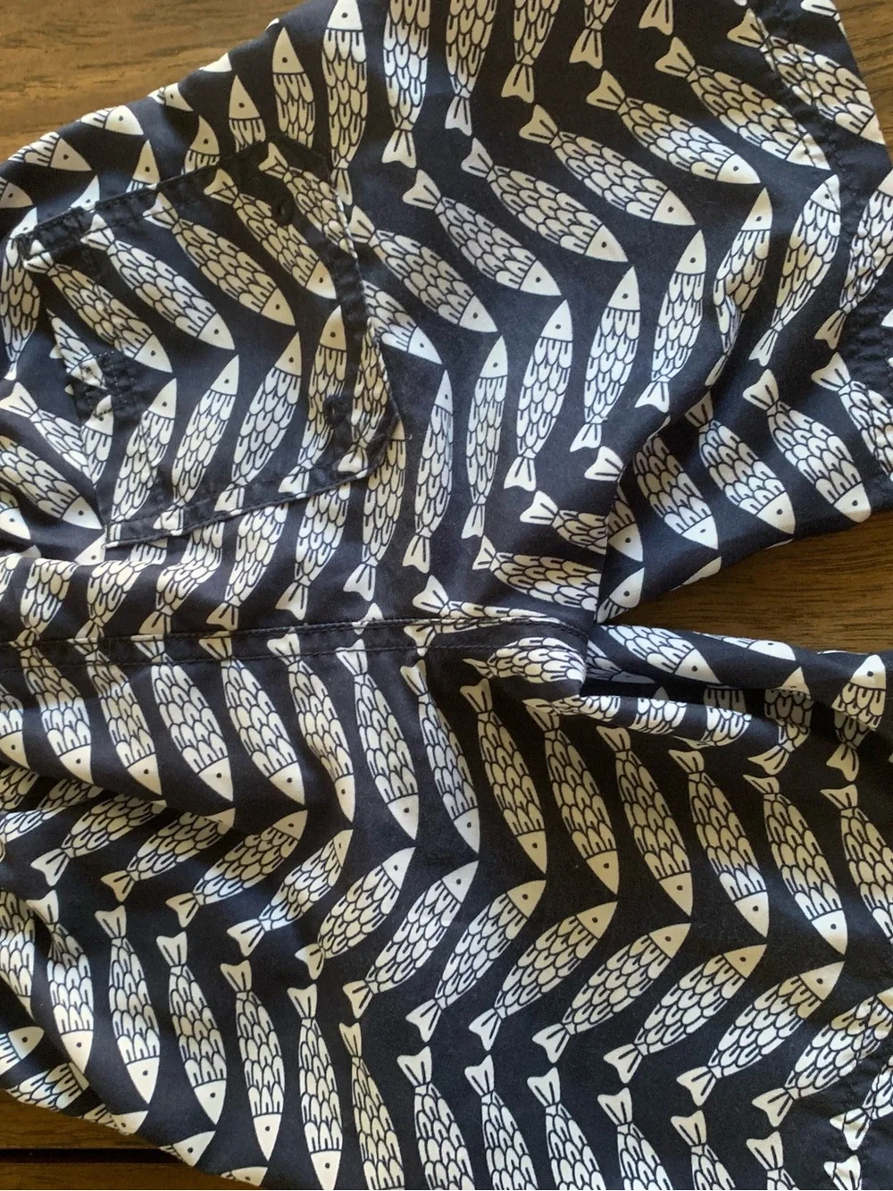 Janie and Jack Navy Shorts with White Fish Print